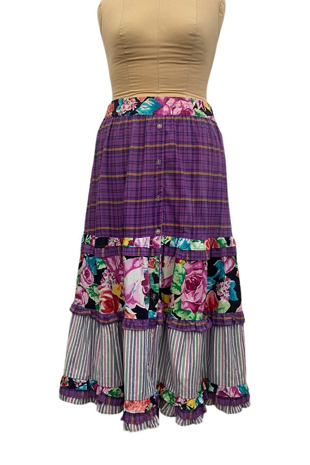 1980s Vintage Floral Rayon Tiered Skirt Selected by BusyLady Baca & The Goods #2