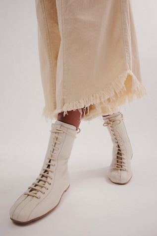 Boxing Day Lace Up Boots By FP Collection At Free People In Ivory, Size: US 8