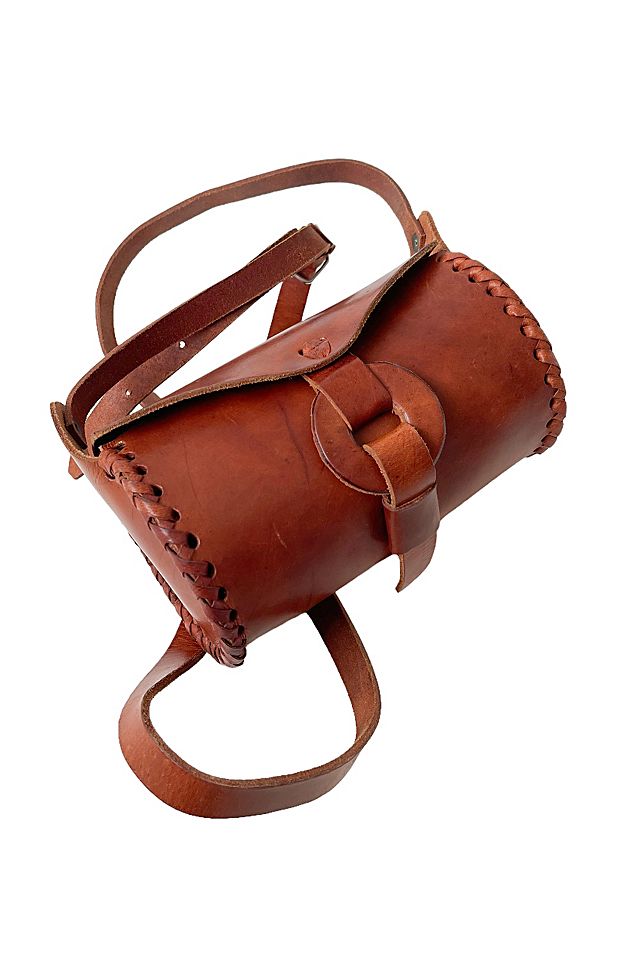 Vintage Handmade Leather Barrel Bag Selected by Raleigh Vintage