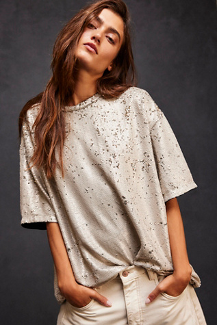 free people sequin t shirt dress NWT FREE PEOPLE Seeing Double Reverse Sequin Slip Mini Dress S Gold White