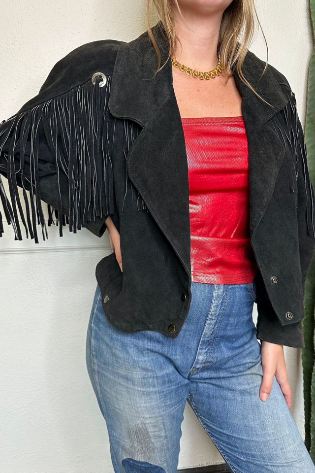 Vintage Black Suede Fringe Jacket Selected by Grievous Angel