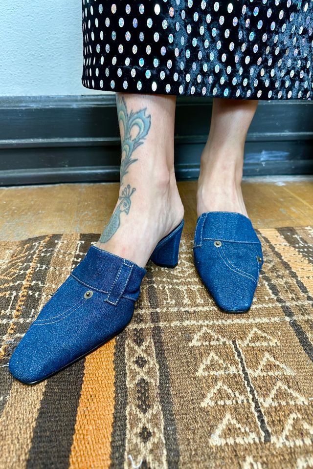 Denim mule hot sale