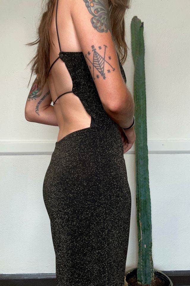 1990s Gold Sparkle & Open Back Maxi Dress Selected by Grievous Angel  Vintage