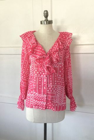 Vintage 1970s Ruffled Dot Blouse Selected by Souls of California