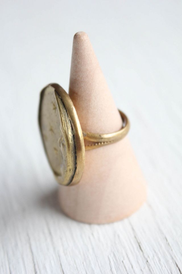 Vintage Brass Moons + Stars Statement Ring Selected By Moons + Junes Vintage #3