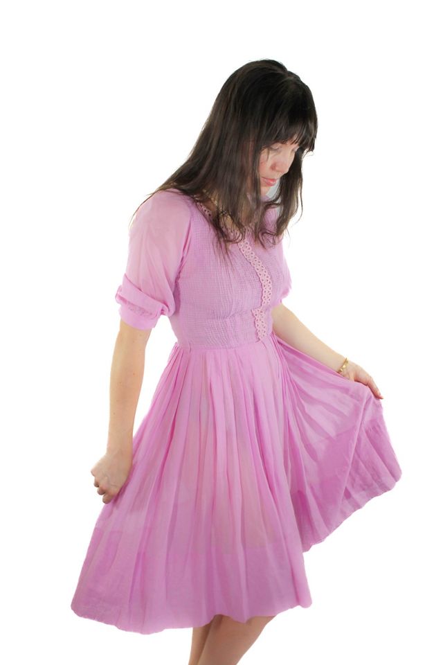 1940s Pastel Pink Midi Dress Selected By Moons + Junes Vintage #1
