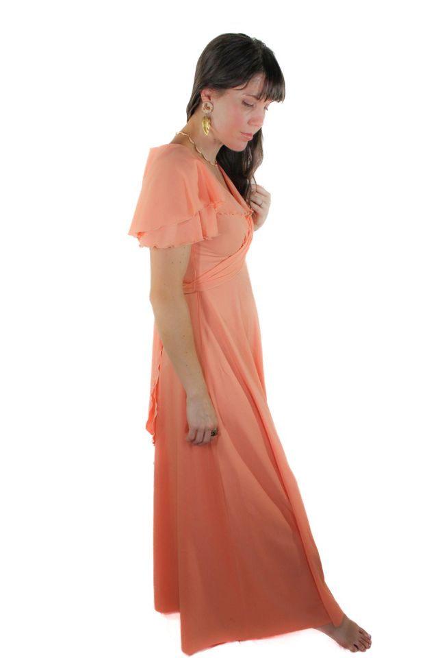 1960s Peach Cape Maxi Dress Selected By Moons + Junes Vintage #2