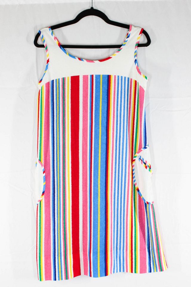 1970s Terrycloth Rainbow Striped Beach Dress Selected By Moons + Junes Vintage #3