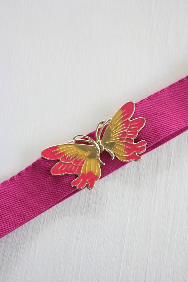 1970s Pastel Pink Butterfly Belt Selected By Moons + Junes Vintage