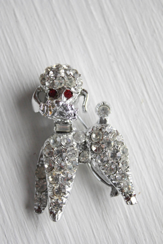 Vintage Rhinestone Poodle Brooch Pin Selected By Moons + Junes Vintage