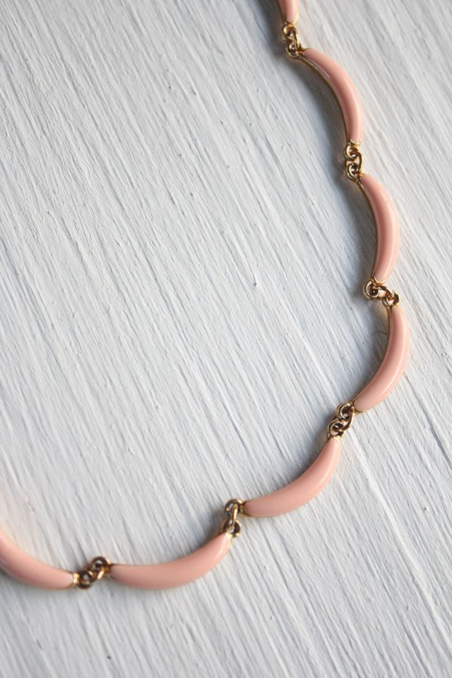1980s Vintage Light Pink Gold-Tone Collar Necklace Selected By Moons + Junes Vintage #2