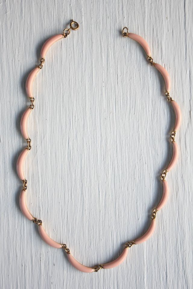 1980s Vintage Light Pink Gold-Tone Collar Necklace Selected By Moons + Junes Vintage #3
