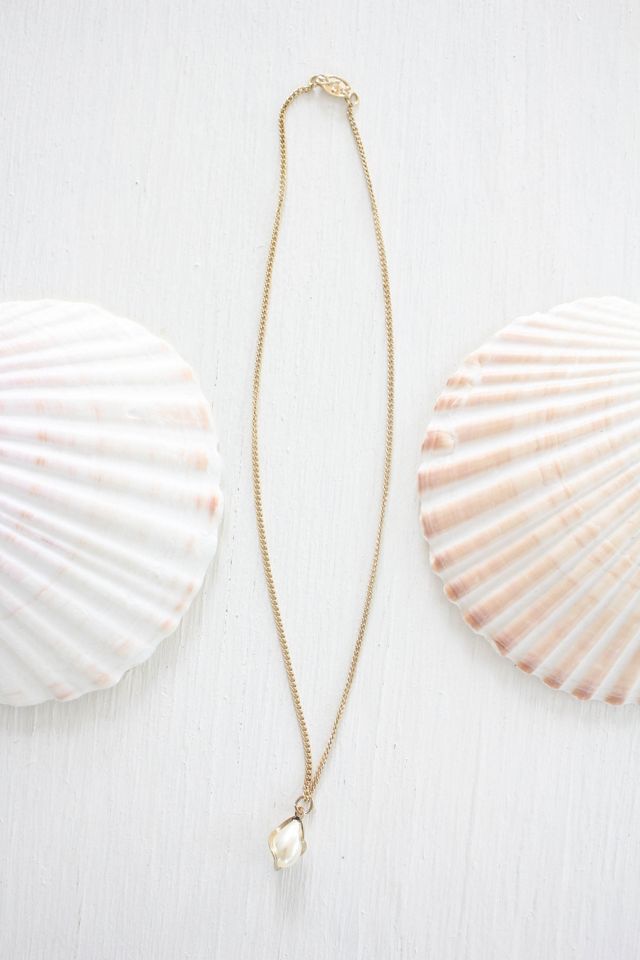 Vintage Gold Caged Pearl Drop Necklace Selected By Moons + Junes Vintage #1