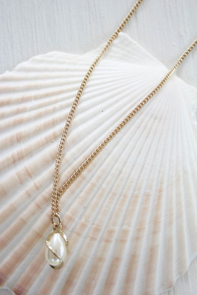 Vintage Gold Caged Pearl Drop Necklace Selected By Moons + Junes Vintage #2