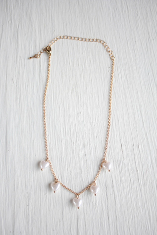Vintage Dainty Pearl Heart Collar Necklace Selected By Moons + Junes Vintage