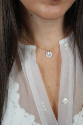 Женские колье Moons + Junes Vintage Dainty Pearl Heart Collar Selected, цвет: Жемчужный — фото 4