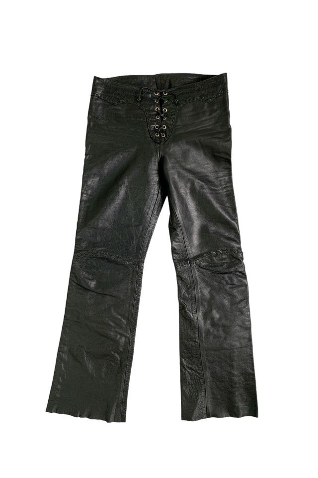 Vintage 1970s Lace Up Flare Leather Pants Selected by SharpLilTeeth