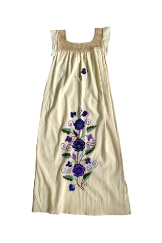 Vintage 1960s Embroidered & Crochet Maxi Dress Selected by SharpLilTeeth