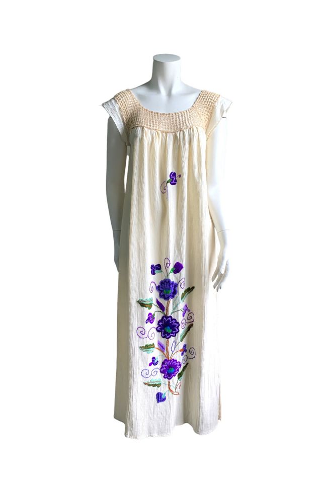 Vintage 1960s Embroidered & Crochet Maxi Dress Selected by SharpLilTeeth #1