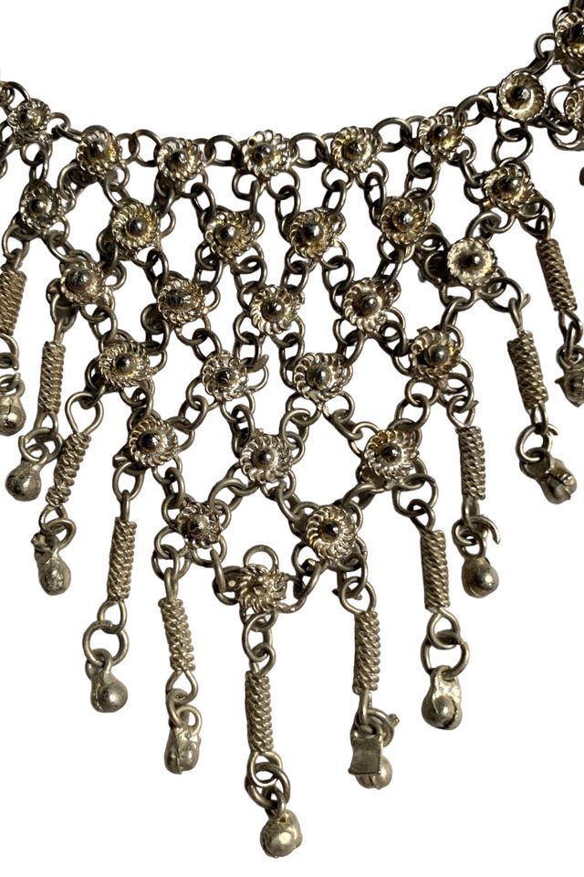 Vintage 1970s Silver Bib Necklace Selected by SharpLilTeeth #1
