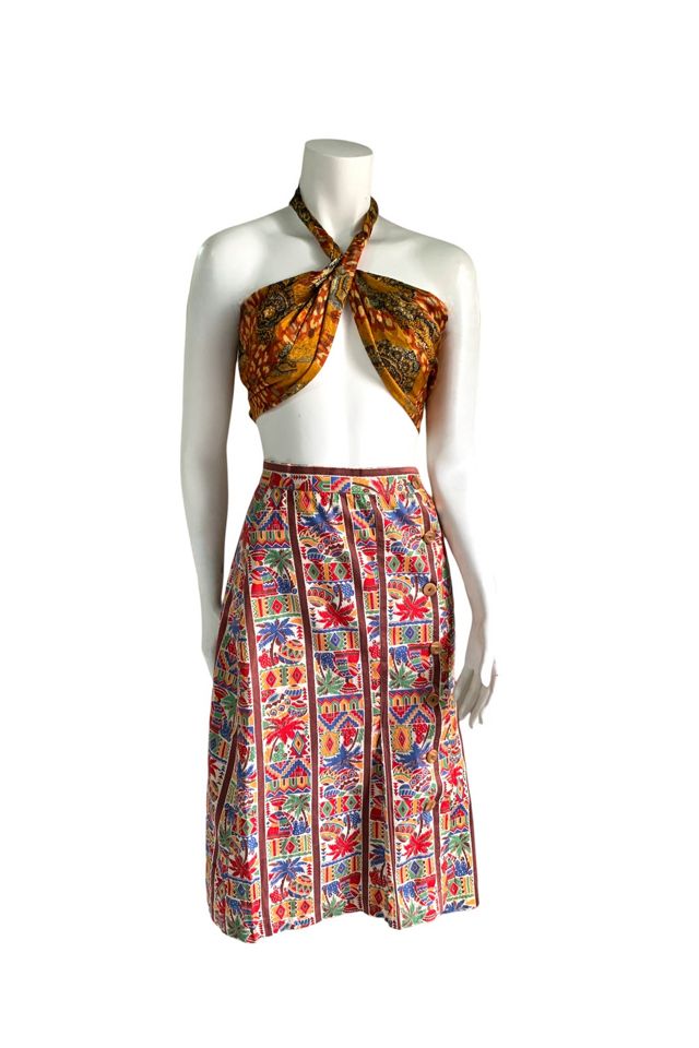 Vintage 1940s Side Button Print Skirt Selected by SharpLilTeeth #1