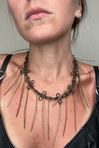 1960s Artisan Necklace with Brass Spines Selected by Cherry