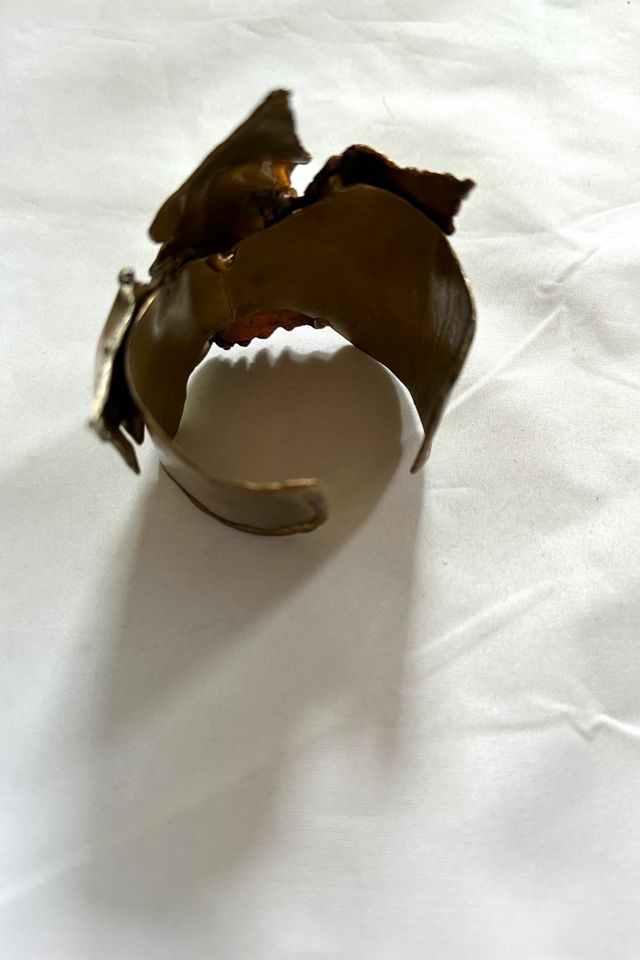 1980s Brutalist Mixed Metal Leaf Cuff Selected by Cherry #1