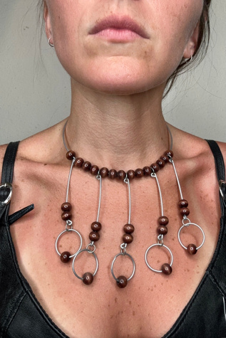1960s Aluminum Choker with Wood Beads Selected by Cherry