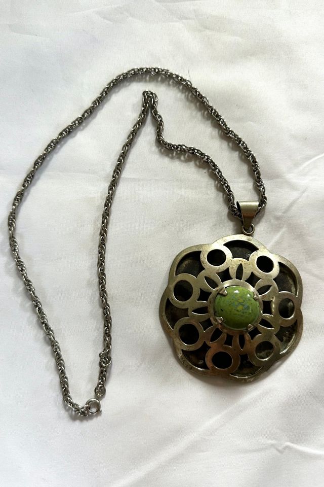 1960s Necklace with Silver and Stone Pendant Selected by Cherry #1