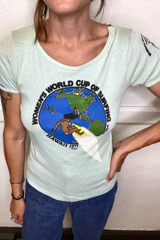 Thrashed 1977 Women's World Cup of Surfing Tee Selected by Cherry
