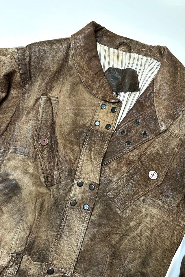 1980s Treated Brown Leather Jacket Selected by Cherry #3