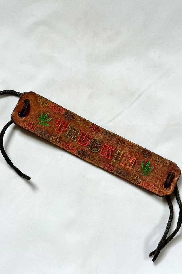 1970s Embossed and Painted "Truckin'" Leather Cuff Selected by Cherry #1