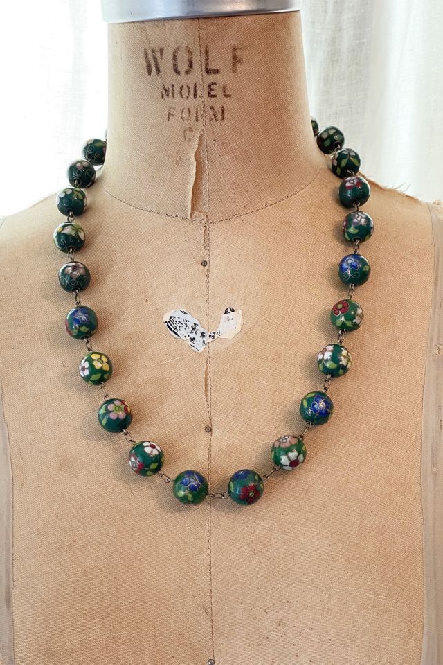 Vintage cloisonne deals bead necklace