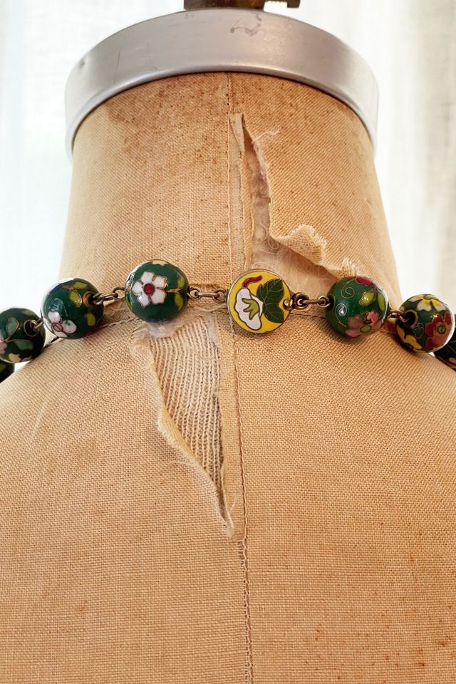 Vintage Mid Century Cloisonne Bead Necklace Selected by FernMercantile #1