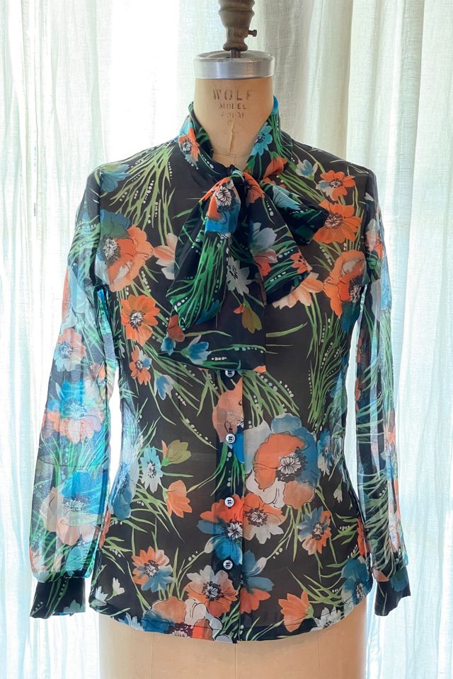 DETACHABLE PUSSY BOW RAGLAN BLOUSE FLAMENCO FOLKLORE