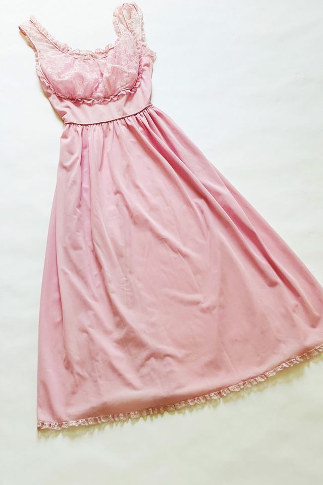 Vintage 1960's Pink Lace Bodice Slip Nightgown Selected by FernMercantile #1