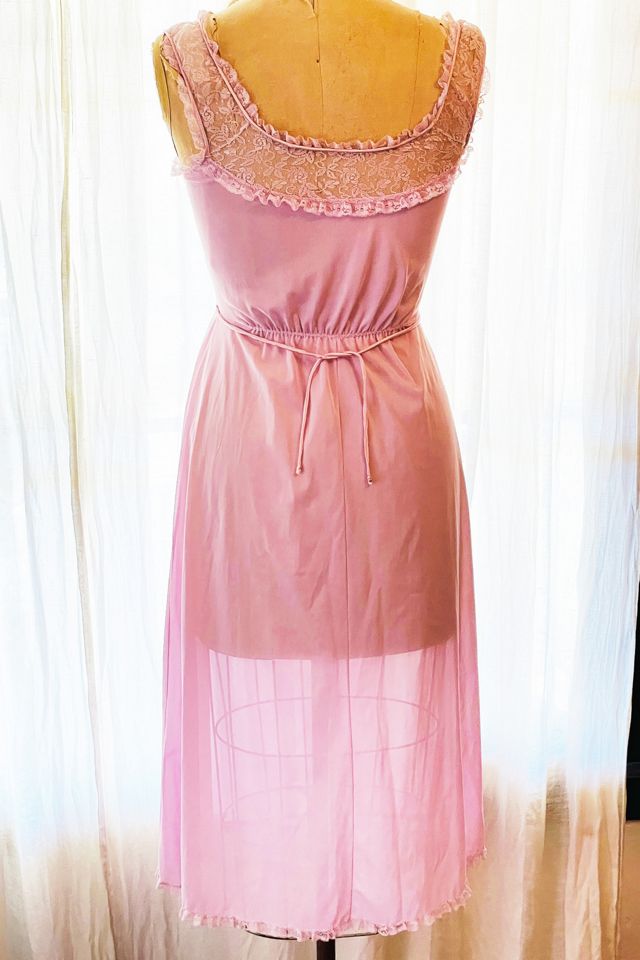 Vintage 1960's Pink Lace Bodice Slip Nightgown Selected by FernMercantile #2
