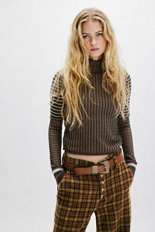 Siggy Leather Belt by Free People in Brown, Size: S-M/P-M