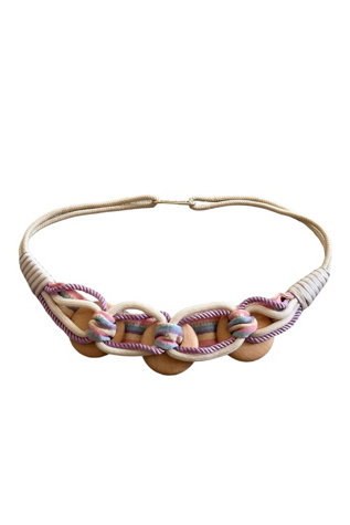 Vintage 1980's Pastel Wooden & Rope Belt Selected By Afterlife Boutique