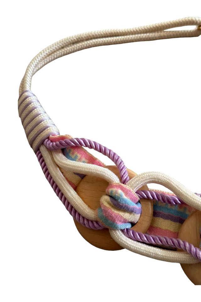 Vintage 1980's Pastel Wooden & Rope Belt Selected By Afterlife Boutique #1