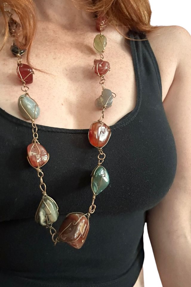 Vintage 1990's Polished Rock Necklace Selected By Afterlife Boutique #2