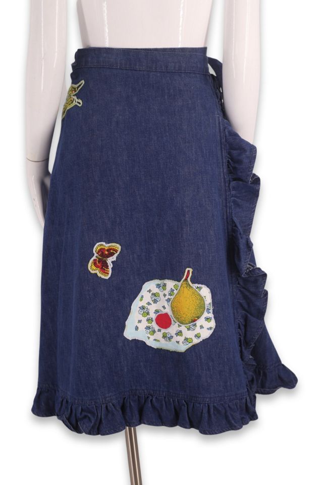 1970s Folk Applique Denim Wrap Skirt Selected By Ritual Vintage #1