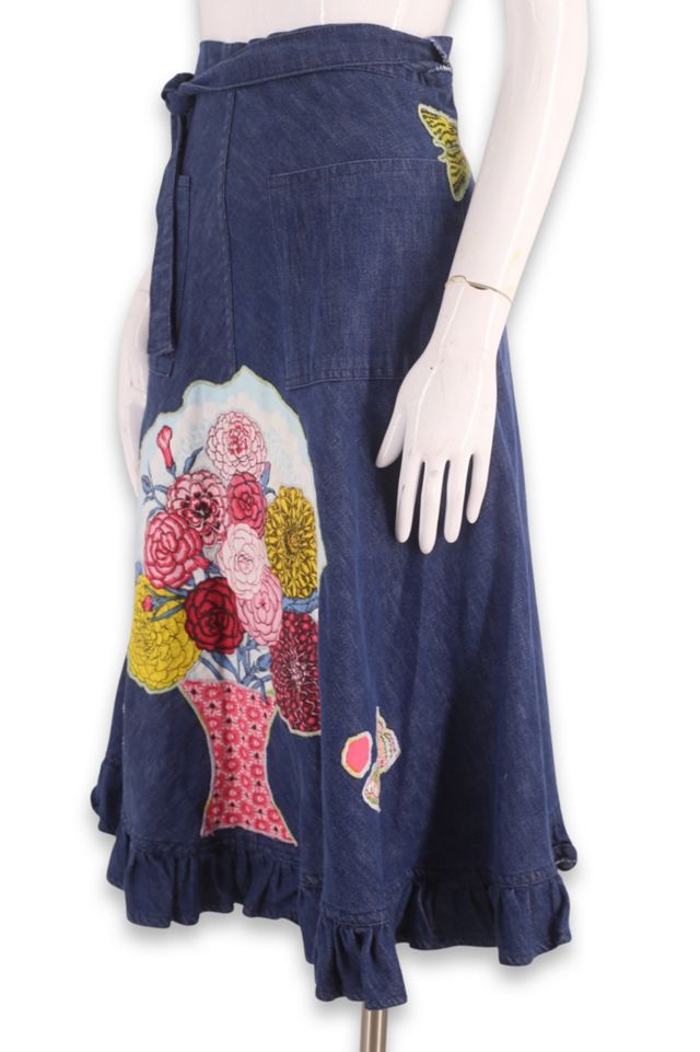 1970s Folk Applique Denim Wrap Skirt Selected By Ritual Vintage #2
