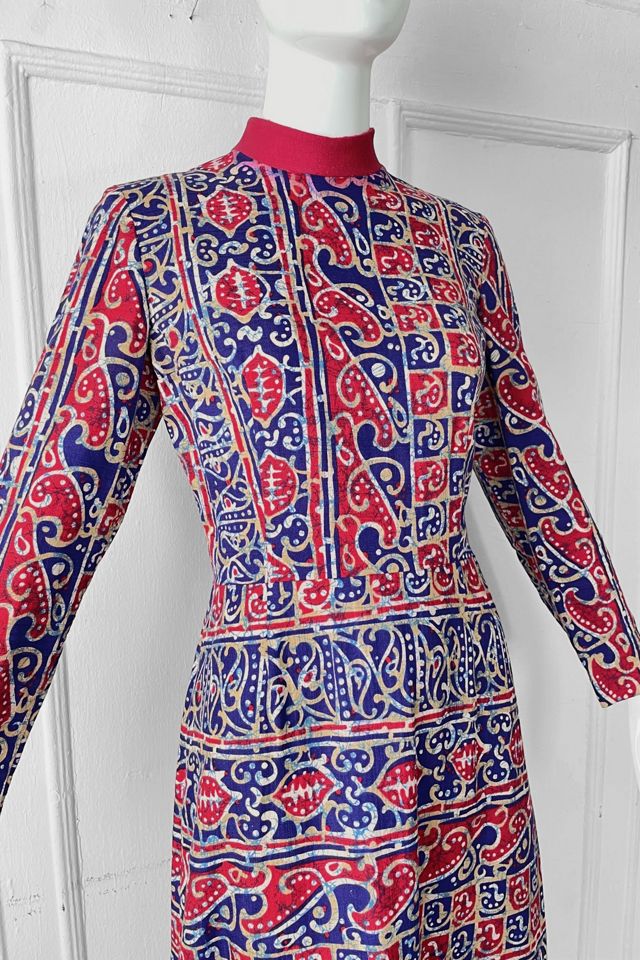 Vintage 60s Boho Batik Print Maxi Dress Selected by MARMALADE #2