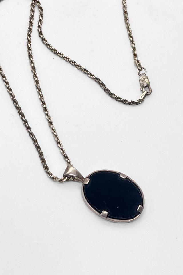 Vintage Sterling Silver and Obsidian Spooky Tree Pendant Necklace Selected by MARMALADE #3