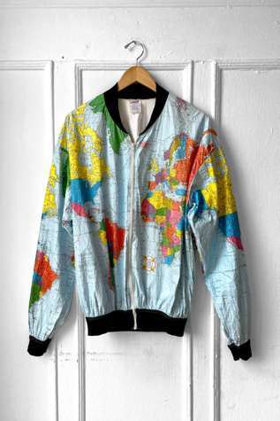 Vintage 80s Tyvek World Map Windbreaker Selected by MARMALADE