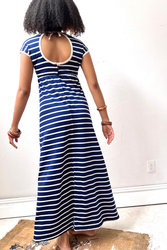 Vintage Navy Striped Maxi Dress Selected by Anna Corinna #1