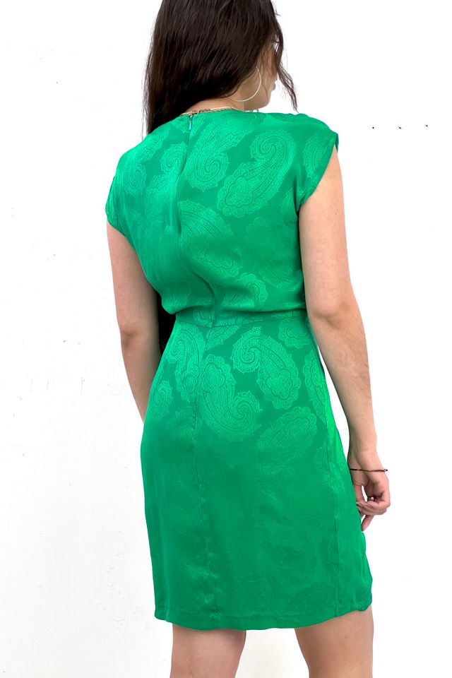 Vintage Emerald Green Paisley Silk Dress Selected by Anna Corinna #1