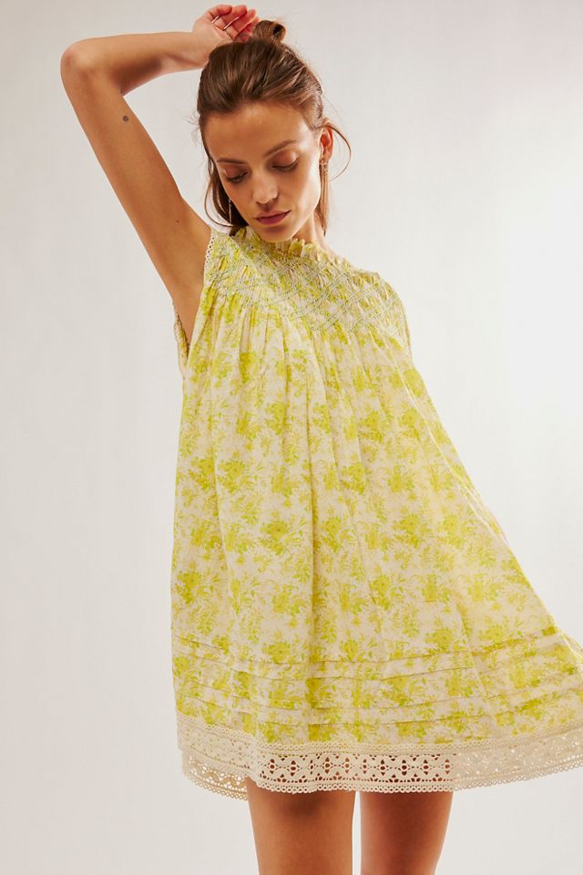 Free people hotsell yellow lace dress