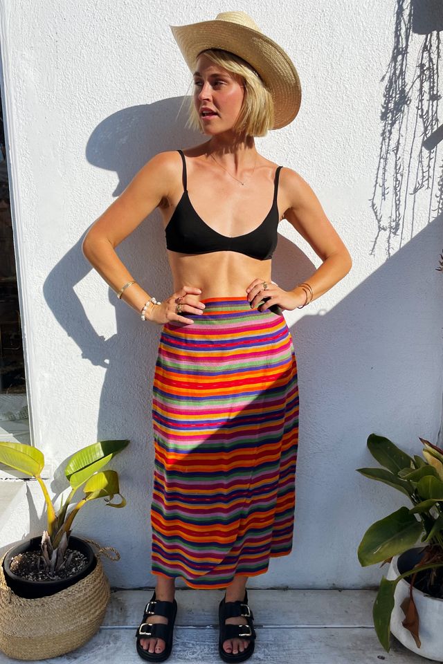 90s Cotton Rainbow Serape Skirt Selected by Madly Vintage Free People